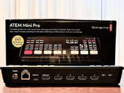 Видео пульт ATEM Mini Pro имеет 4 входа HDMI, 1 выход HDMI, 2 звуковые Stereo-входа (mini Jack 3.5 mm) микрофонные / линейные, 1 порт Type-C (USB 3.1) и Ethernet. Прокат от Rmedia
