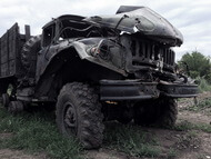 Геройски пострадавший военный ЗИЛ в районе Авдеевки