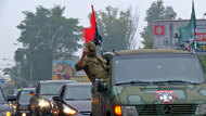 Автопробег в Киеве. В колоне бойцы из АТО: украинцы, чеченцы, грузины и другие национальности